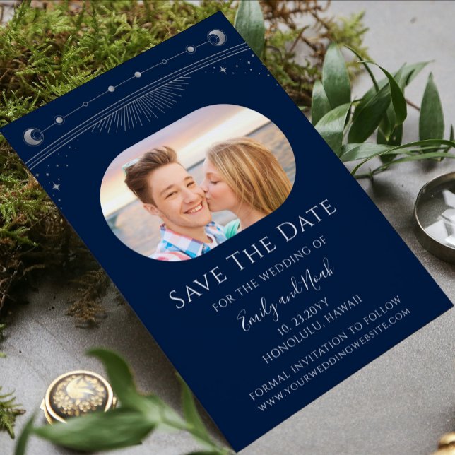 Save The Date Photo de mariage céleste bleu mystique (Créateur téléchargé)