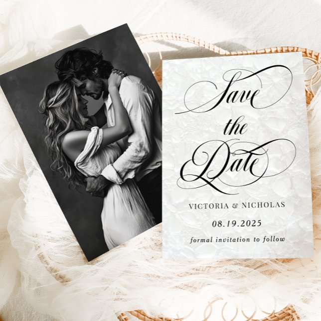 Save The Date Photo de mariage classique floral (Créateur téléchargé)