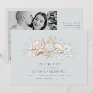 Save The Date Photo de mariage côtier aux coquillages et cloches