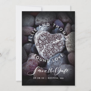 Save The Date Photo de mariage d'amour trouvé Cœur de galet