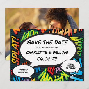 Save The Date Photo de mariage de bande dessinée amusante modern
