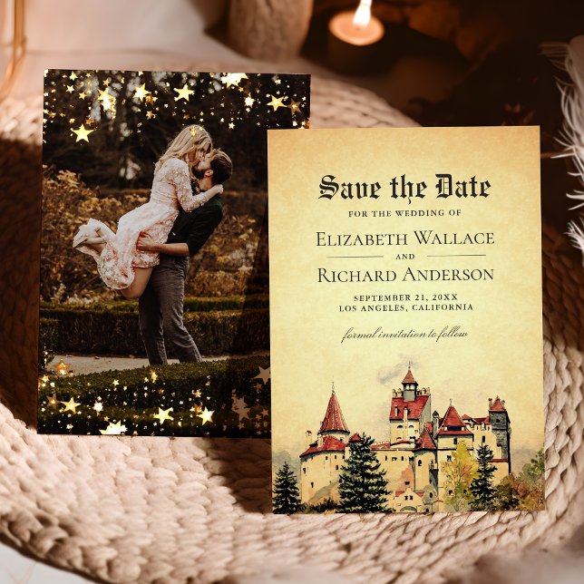 Save The Date Photo de mariage de château de conte de fées royal (Créateur téléchargé)