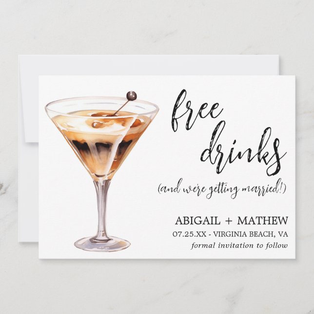 Save The Date Photo de mariage de cocktail Martini au chocolat d (Devant)
