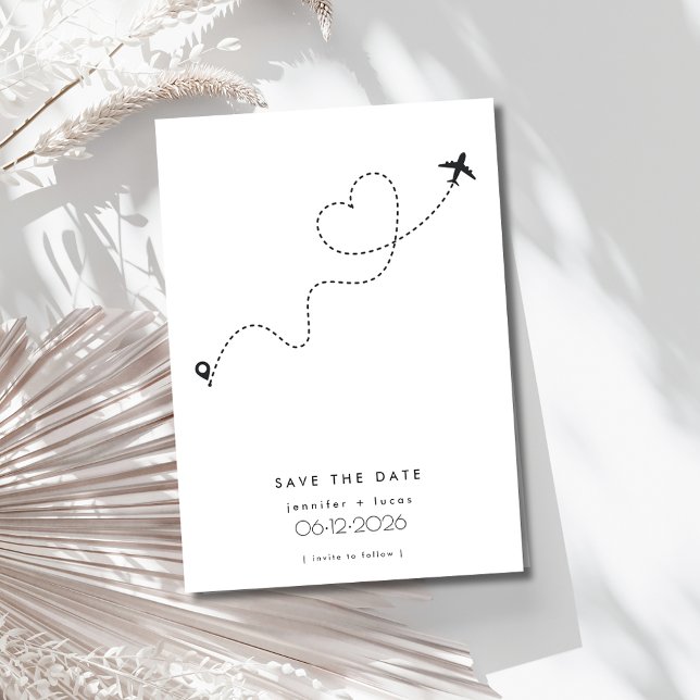 Save The Date Photo de mariage de destination de l'avion Enregis (Airplane Destination Wedding Photo Save the Date)
