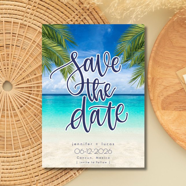 Save The Date Photo de mariage de destination de plage Enregistr (Beach Destination Wedding Photo Save the Date)
