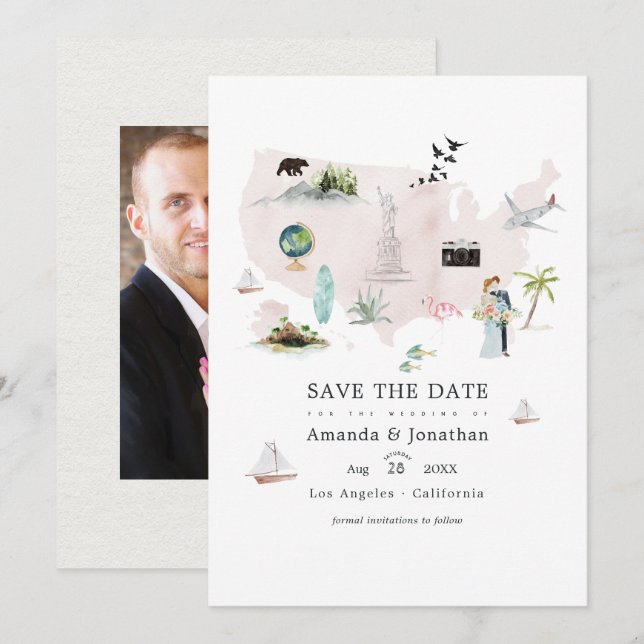 Save The Date Photo de mariage de destination en Floride à l'aqu (Devant / Derrière)