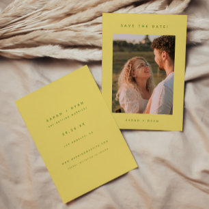 Save The Date Photo de mariage de fiançailles jaune citron minim