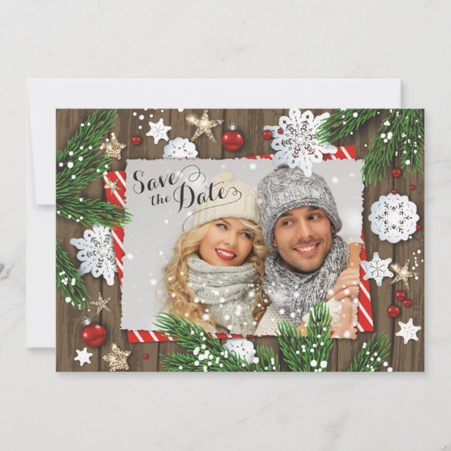 Save The Date Photo de mariage de Noël à conserver pour la date (Devant)
