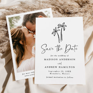 Save The Date Photo de mariage de palmiers dessinés à la main mo