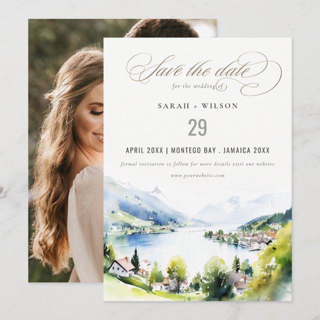Save The Date Photo de mariage de paysage de Lungern Suisse (Devant / Derrière)