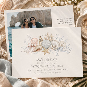 Save The Date Photo de mariage de plage côtière avec coquillages