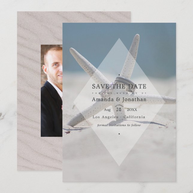 Save The Date Photo de mariage de plage d'été tropical (Devant / Derrière)