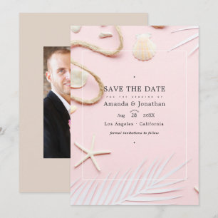 Save The Date Photo de mariage de plage rose fuchsia
