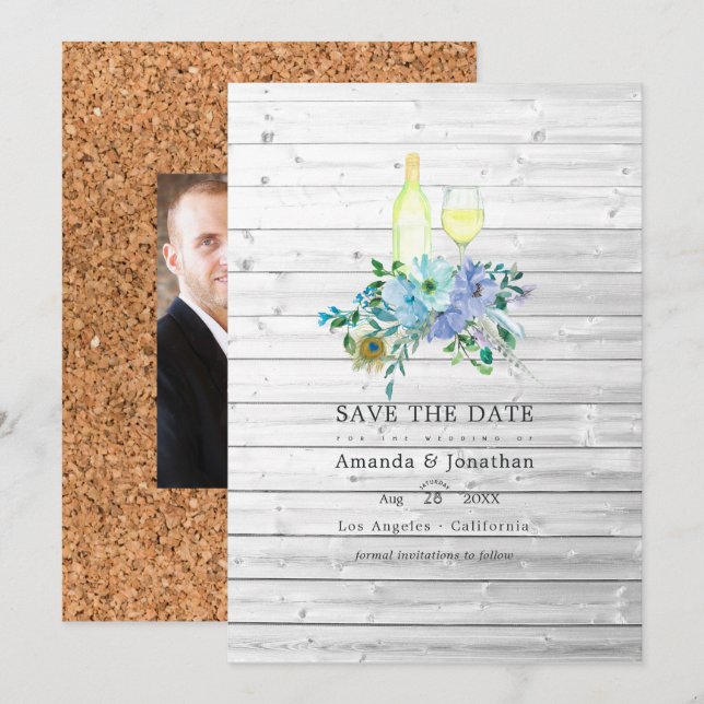 Save The Date Photo de mariage dégustation de vin boho Menthe ru (Devant / Derrière)