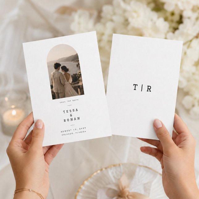 Save The Date Photo de mariage Editorial Arch (Créateur téléchargé)