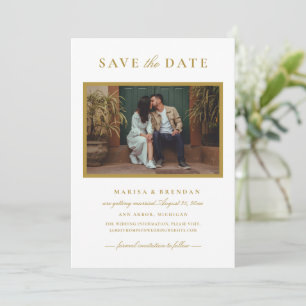 Save The Date Photo de mariage élégant à l'or antique