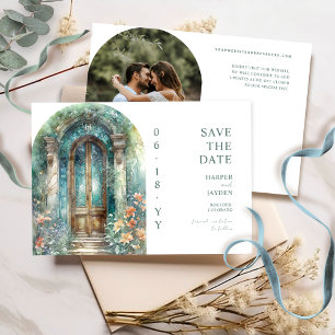 Save The Date Photo de mariage élégant dans un jardin botanique 