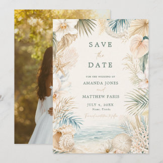 Save The Date Photo de mariage élégant sur la plage côtière