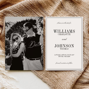 Save The Date Photo de mariage élégant vintage avec écriture anc