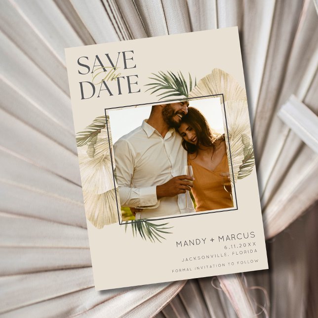 Save The Date Photo de mariage élégante sur la plage (Elegant Beach Wedding Photo Save The Date)