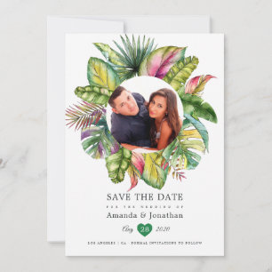Save The Date Photo de mariage estival tropical à l'aquarelle su