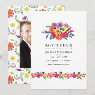 Save The Date Photo de mariage Floral Fiesta
