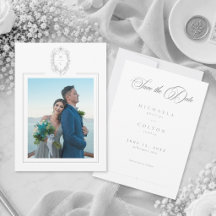 Photo de mariage floral noir gris vintage classiqu