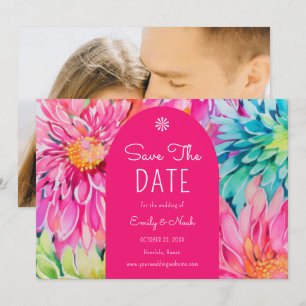 Save The Date Photo de mariage floral tropical moderne coloré