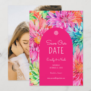Save The Date Photo de mariage floral tropical moderne coloré
