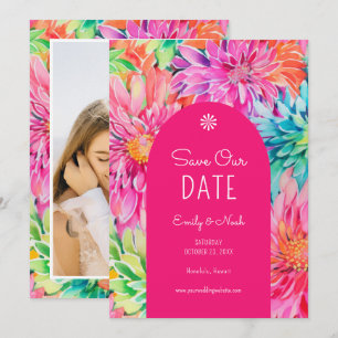 Save The Date Photo de mariage floral tropical moderne coloré