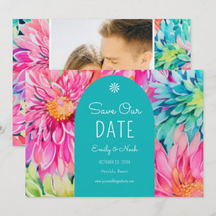 Save The Date Photo de mariage floral tropical moderne coloré