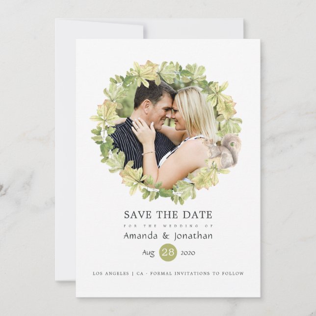 Save The Date Photo de mariage forestier aquarelle rustique (Devant)