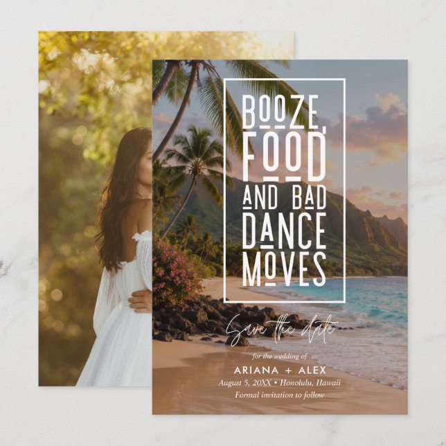 Save The Date Photo de mariage fun à Hawaii (Devant / Derrière)