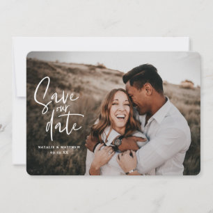 Save The Date Photo de mariage géométrique et manuscrit