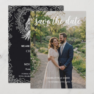 Save The Date Photo de mariage gothique de squelette Halloween S