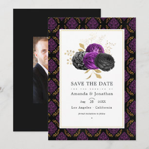 Save The Date Photo de mariage gothique floral vintage