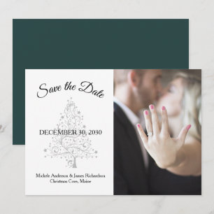 Save The Date Photo de mariage hivernal élégant vert émeraude et