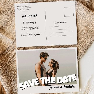 Save The Date Photo de mariage horizontale rétro vintage