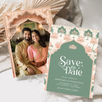 Photo de mariage indien Lotus vert menthe rose