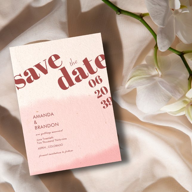 Save The Date Photo de mariage Minimalist Blush & Bloom Bold Scr (Créateur téléchargé)