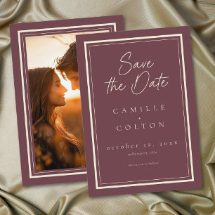 Save The Date Photo de mariage minimaliste au vin de Bourgogne