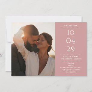 Save The Date Photo de mariage minimaliste moderne Rose Poussiér