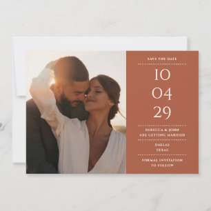 Save The Date Photo de mariage minimaliste moderne Terracotta