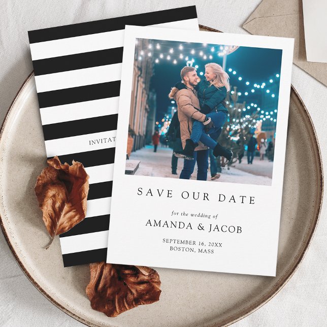 Save The Date Photo de mariage moderne (Modern Wedding Photo Save The Date)