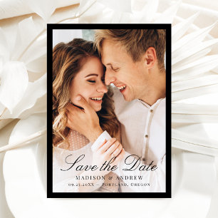 Save The Date Photo de mariage moderne avec bordure noire