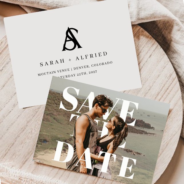 Save The Date Photo de mariage moderne élégant avec écriture hor (Créateur téléchargé)