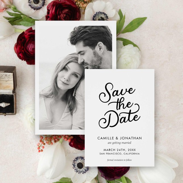 Save The Date Photo de mariage moderne élégante Enregistrer la d (Modern Chic Photo Save the Date Card)