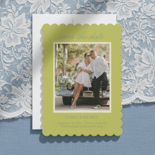 Save The Date Photo de mariage moderne en écriture Chartreuse