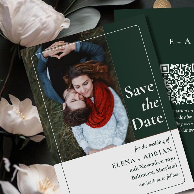 Save The Date Photo de mariage moderne et élégant avec code QR p (Créateur téléchargé)