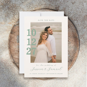 Save The Date Photo de mariage moderne minimaliste vert menthe é